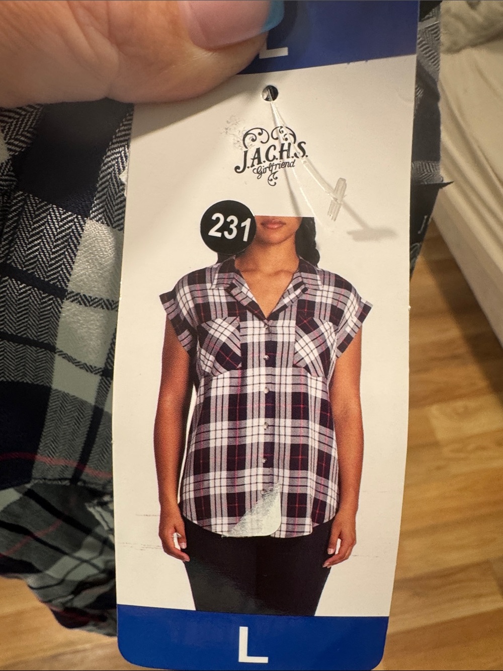 JACHS Girlfriend Burgundy and White Plaid Cap-Sleeve Button Front Top